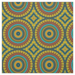 Tissu Rouge Turquoise Jaune moderne Ethnic Textile Triba