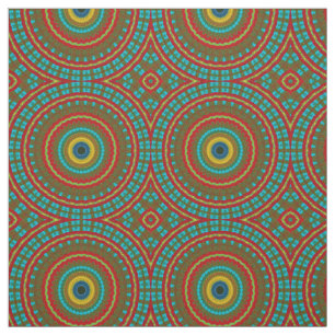 Tissu Rouge Turquoise Jaune moderne Ethnic Textile Triba