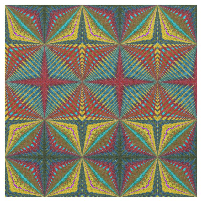 Tissu Rouge Turquoise Jaune moderne Ethnic Textile Triba (Fermer)