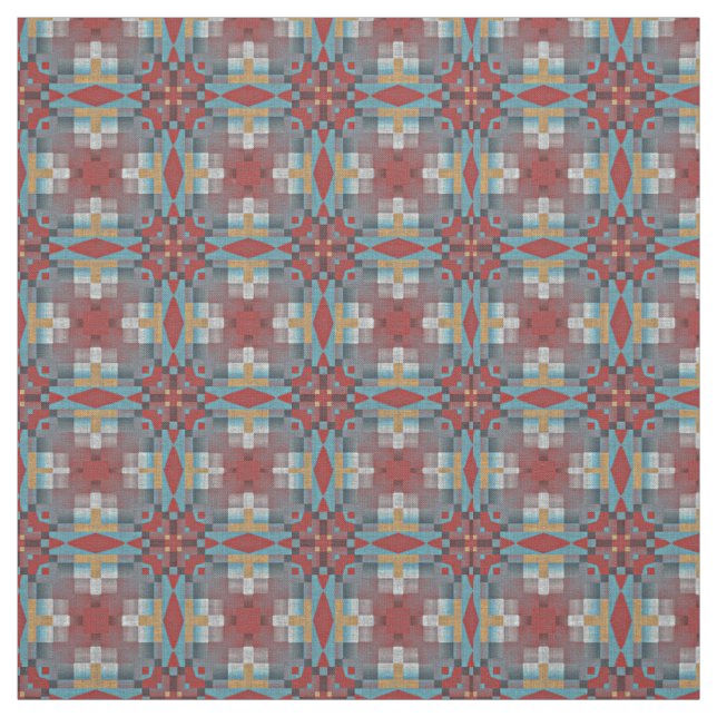 Tissu Rouge Turquoise Turquoise Bleu ocre Jaune Aspect e (Échantillon)