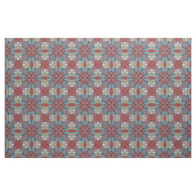 Tissu Rouge Turquoise Turquoise Bleu ocre Jaune Aspect e (Fat Quarter)