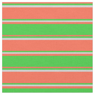 Tissu Rouge, Vert citron et Gris clair Gris rayures