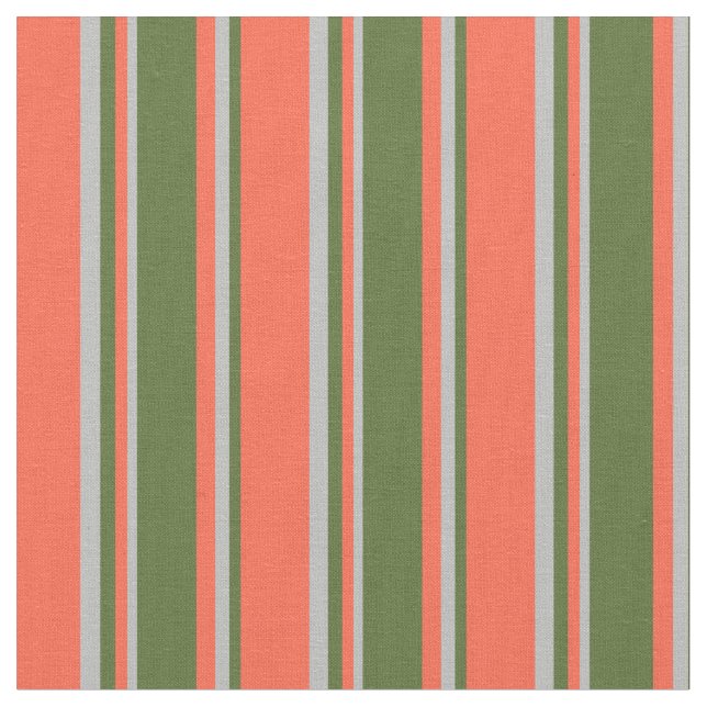 Tissu Rouge, vert foncé et rayures grises (Fermer)