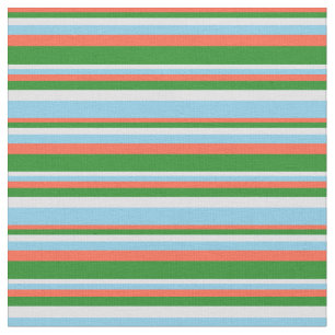Tissu Rouge, vert forêt, lavande et bleu ciel