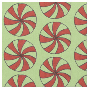 Tissu Rouge Vert Noël Peppermenthe Mint Bonbons