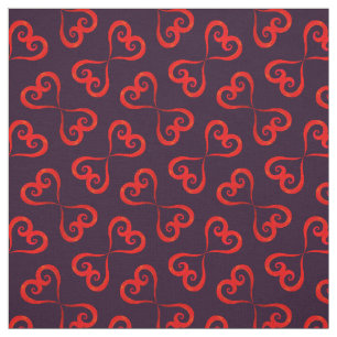 Tissu Rouge violet Coeurs Tourbillonnant Noël Motif élég
