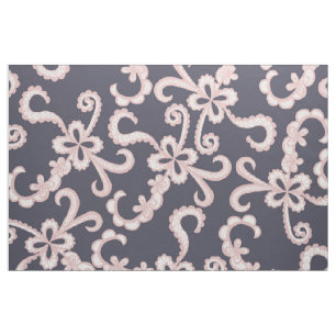 Tissu Rougissent la dentelle florale blanche rose sur le