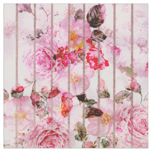 Tissu Rougissent les rayures modernes florales
