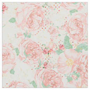 Tissu Rougissent les roses de Bohème roses de pastel de
