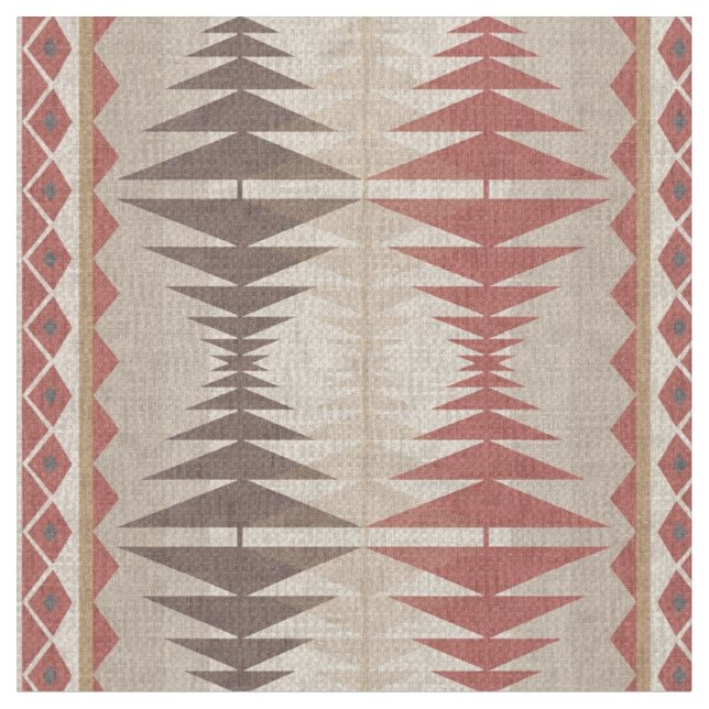 Tissu Rouille Rouge Taupe Beige Dark Brown Tribal Art (Fermer)