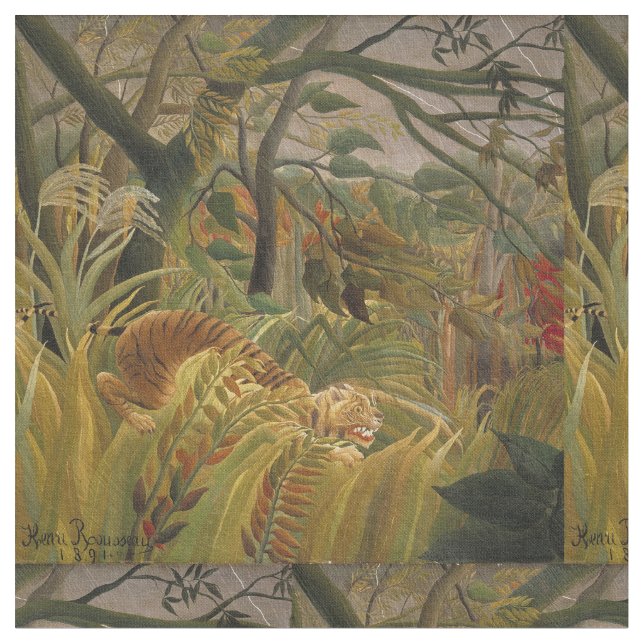 Tissu Rousseau Jungle Tropical Tiger Art (Fermer)