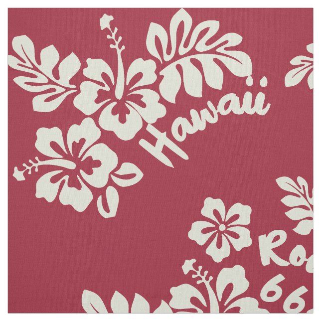 Tissu Route 66 Hawaiian Dream Vintage Red Fabric (Échantillon)