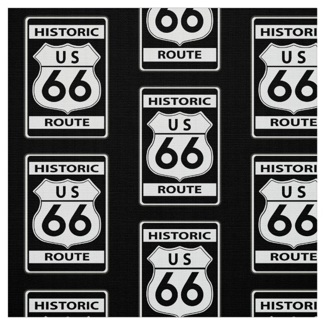 Tissu Route historique 66 Noir (Échantillon)