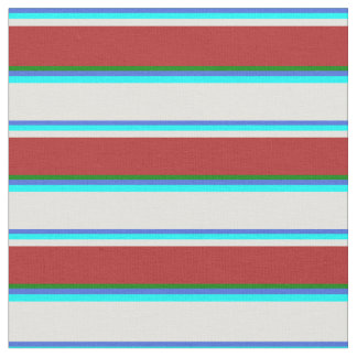 Tissu Royal Blue, Aqua, Light Cyan, Rouge & Vert Coloré