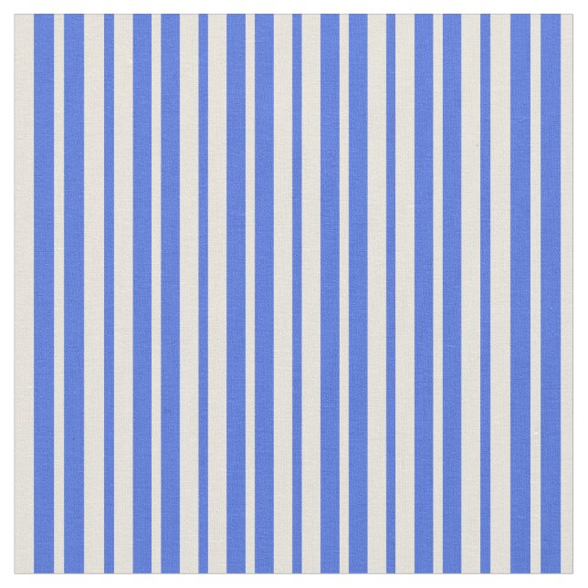 Tissu Royal Blue & Beige Coloured Striped/Linked Motif (Fermer)