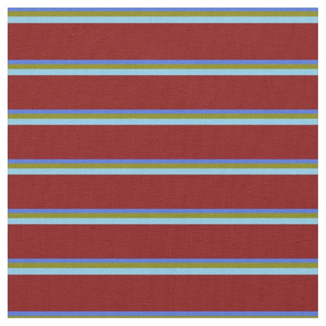 Tissu Royal Blue, Green, Sky Blue et Maroon Lines (Fermer)