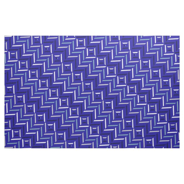 Tissu Royal Blue Grey-Blue Silver Navy & White Patterned (Fat Quarter)