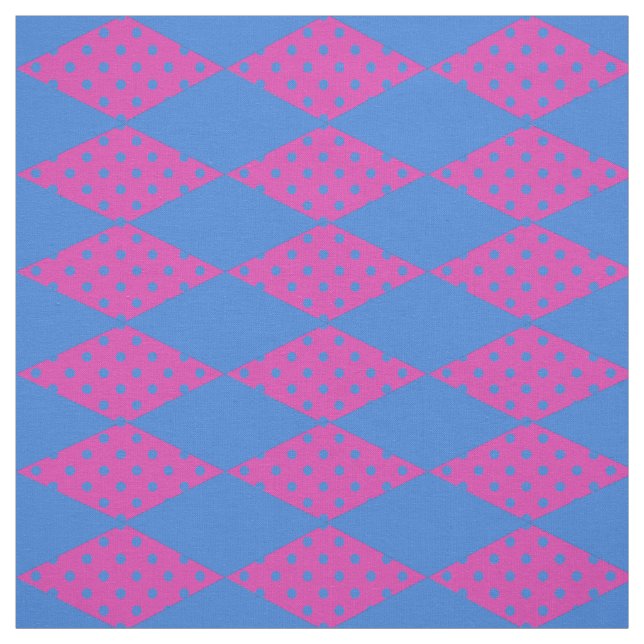 Tissu Royal Blue, Magenta Diamond Faux Motif de patchwor (Échantillon)