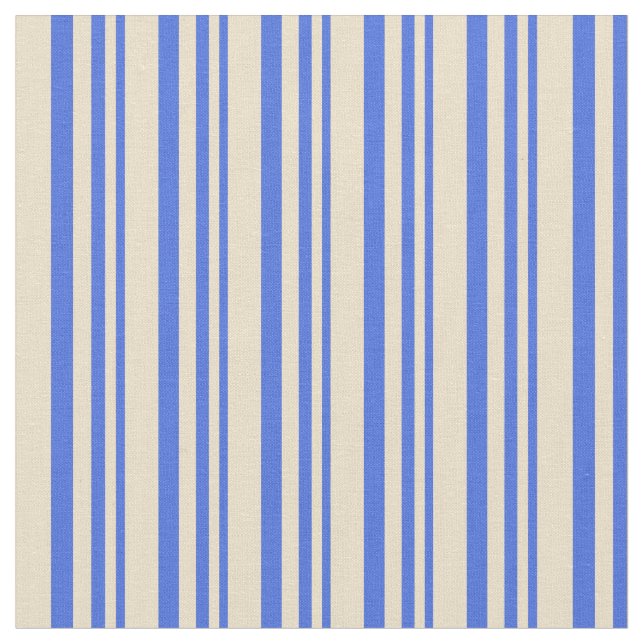 Tissu Royal Blue & Tan Coloured Linked/Striped Motif (Fermer)