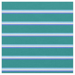 Tissu Royal Blue, White, Light Sky Blue et Turquoise Lin