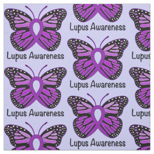Tissu Ruban de conscience de lupus avec le papillon