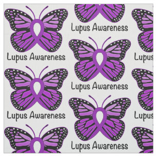 Tissu Ruban de conscience de lupus avec le papillon
