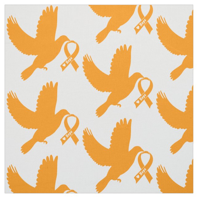 Tissu Ruban orange de conscience avec la colombe de (Échantillon)