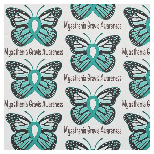 Tissu Ruban turquoise de conscience de papillon de (Échantillon)