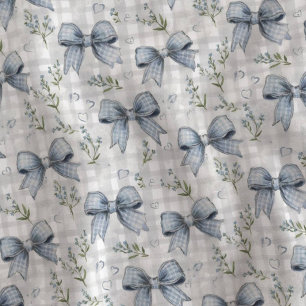 Tissu Rubans bleus à carreaux floraux