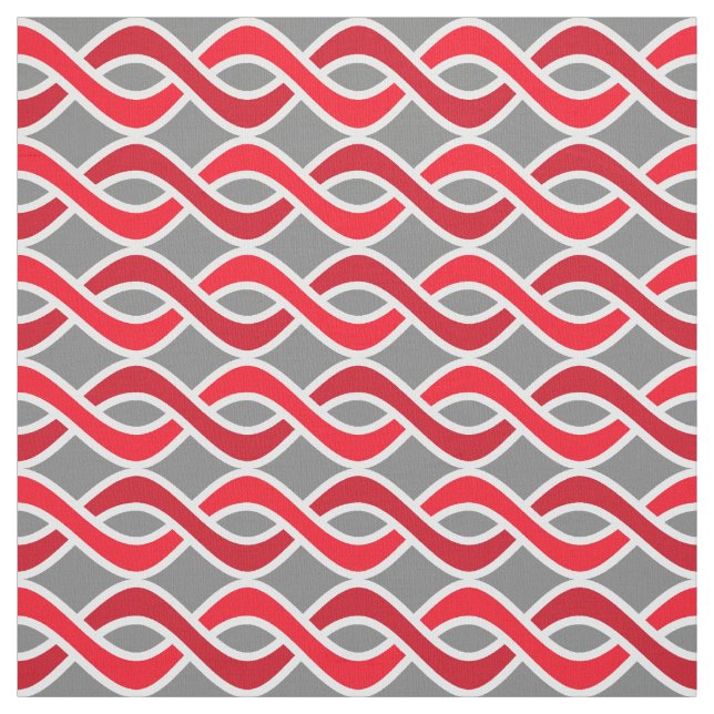 Tissu Rubans modernes de la moitié du siècle, rouge et (Échantillon)