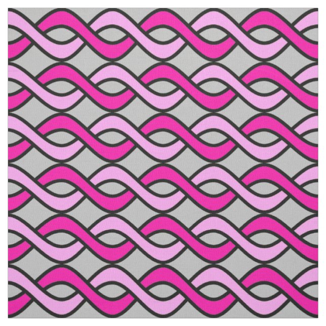 Tissu Rubans modernes du milieu du siècle, rose et gris  (Échantillon)
