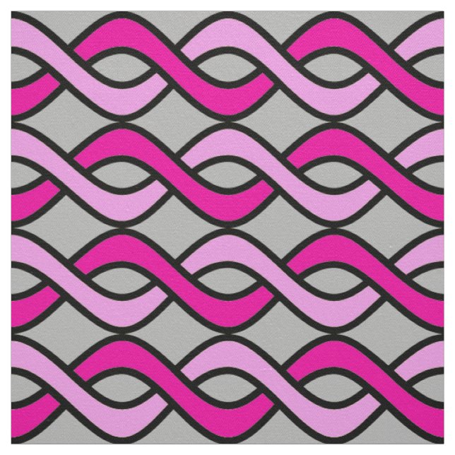 Tissu Rubans modernes du milieu du siècle, rose et gris  (Échantillon)