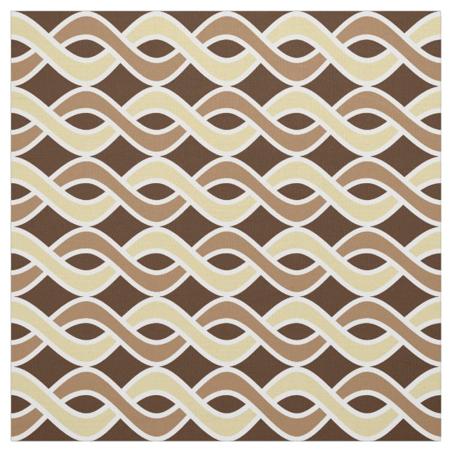 Tissu Rubans modernes du milieu du siècle, taupe et brun (Échantillon)