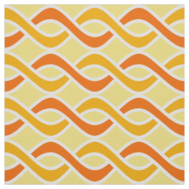 Tissu Rubans modernes, jaune et orange de la moitié du (Échantillon)
