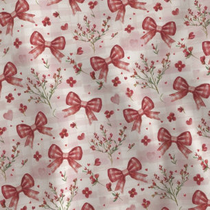 Tissu Rubans Rouges Tendances Motif Floral Gingham Cotta