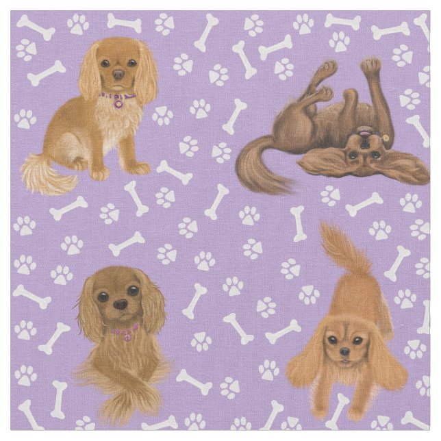 Tissu Ruby Cavalier King Charles Spaniel Fabric (Fermer)