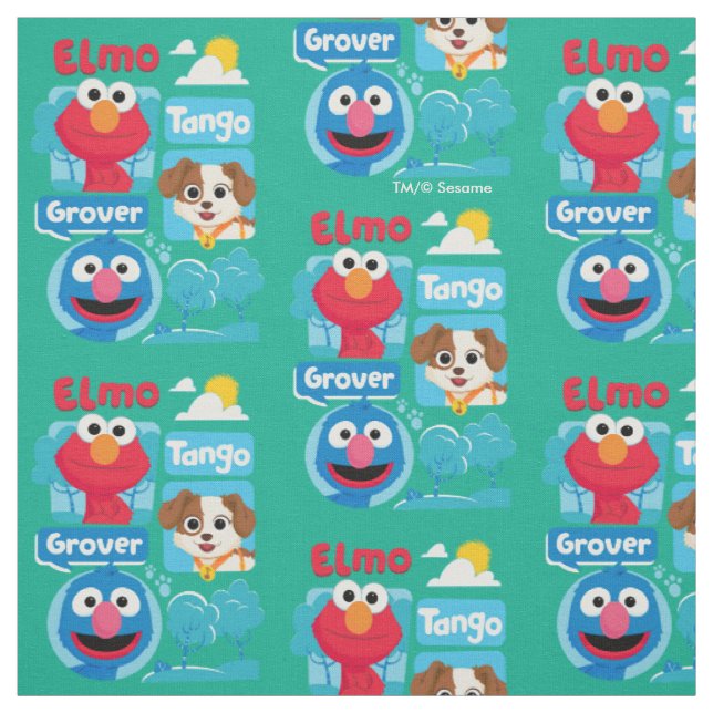 Tissu Rue Sésame | Elmo, Tango, & Grover Park Graphic (Échantillon)