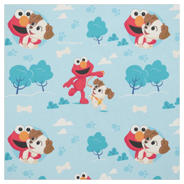 Tissu Rue Sésame | Motif Elmo & Tango (Échantillon)
