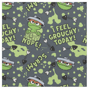 Tissu Rue Sésame   Oscar the Grouch Phrase Motif