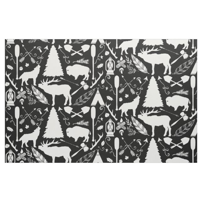 Tissu Russe Buffalo Deer Flèches loup Motif Woodland (Fat Quarter)