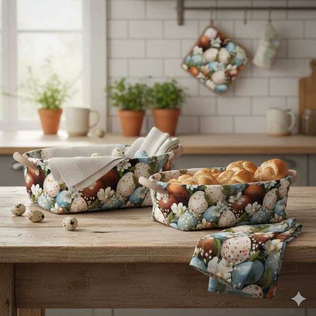 Tissu Rustic Speckled Easter Eggs & Spring Flowers  (Rustic Speckled Easter Eggs & Spring Flowers  Fabric)