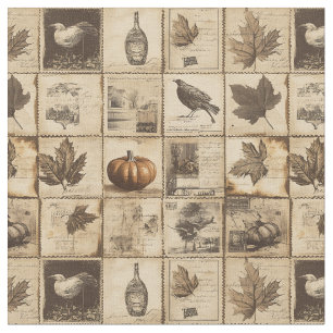 Tissu Rustique Automne Ephemera Collage Terre chaude (