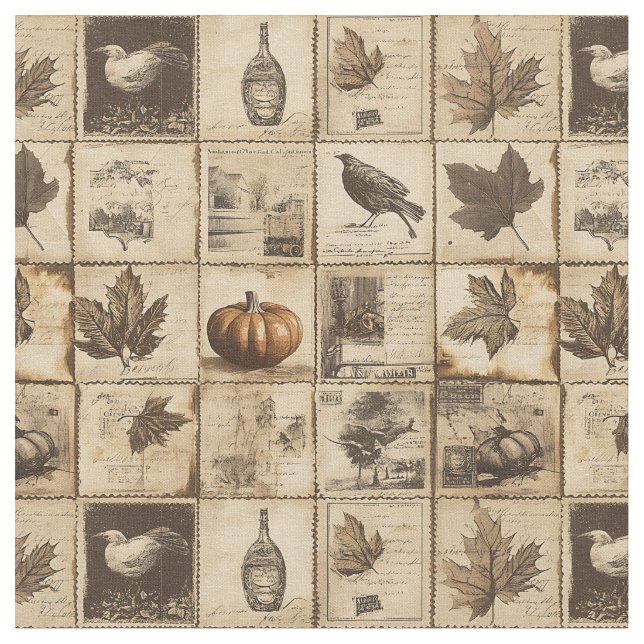 Tissu Rustique Automne Ephemera Collage | Terre chaude ( (Fermer)