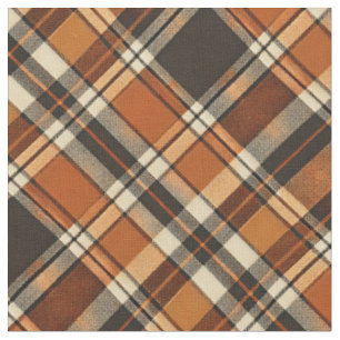 Tissu Rustique Cottagecore Plaid Motif orange et beige