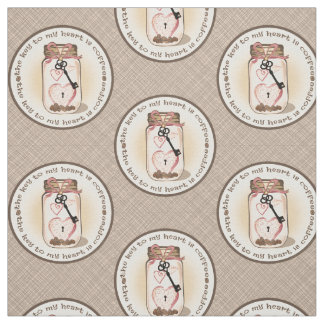 Tissu rustique de pot de maçon d'amants de café