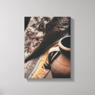 Tissu rustique et image de pot sur toile