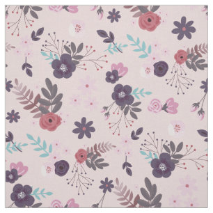 Tissu Rustique Mauve rose & Plum Floral Motif tendance