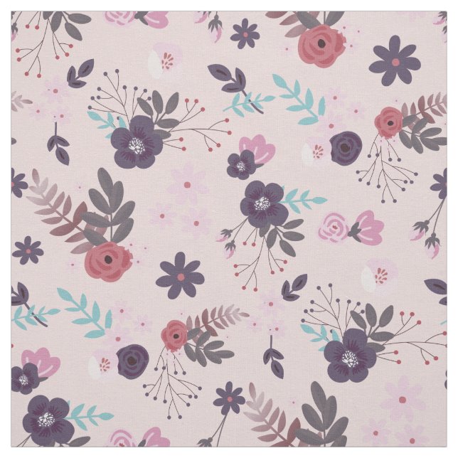 Tissu Rustique Mauve rose & Plum Floral Motif tendance (Échantillon)