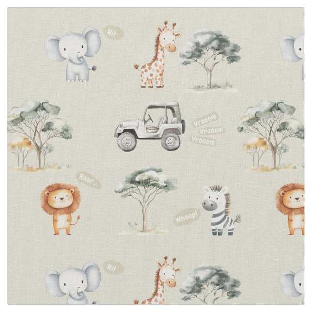 Tissu Safari animals jungle nursery kids wildlife  (Fermer)
