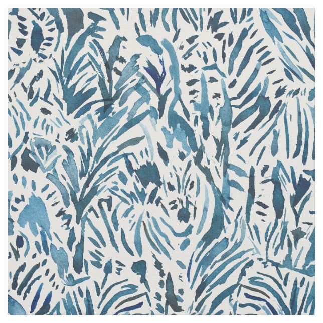 Tissu Safari d'indigo du ZÈBRE CAMO (Échantillon)